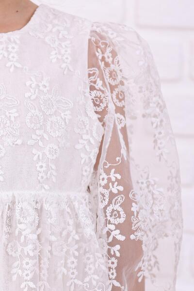 kidello Ecru Lez Lace Girl's Dress (2-8 Years)