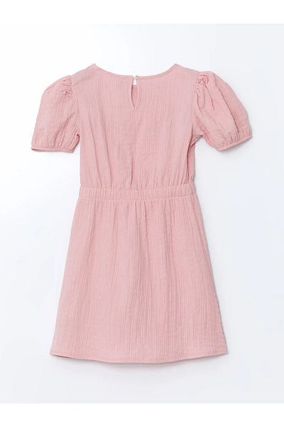 LC Waikiki Lcw Kids Ecru Crew Neck Girl's Dress