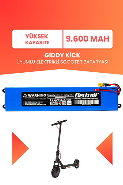 ELECTROLL Giddy Kick Uyumlu Batarya (Yüksek Kapasite) 36v 9.600Mah Elektrikli...