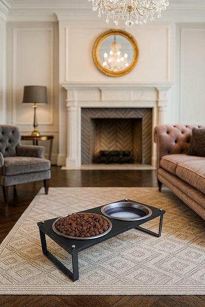 Okay Food and Water Stand for Cats and Dogs - 10 Percent Slope, High Quality and Healthy Design