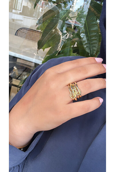 ZEYCE خاتم ذهبي متشابك مكون من 4 قطع مقاس 8