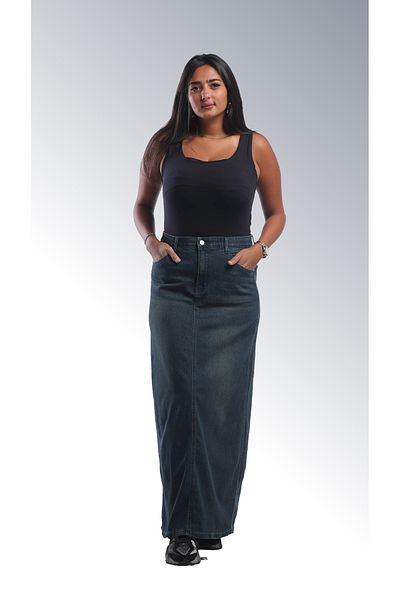 SUGA Luxury Summer Denim Maxi Skirt