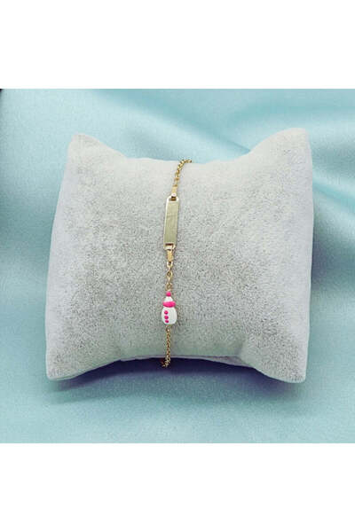 Bijuteria SORELLY Bratara Aur 14k Copii Biberon si Placuta Albastru