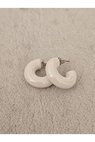 SiestaAccessories White Acrylic Mini Hoop Earrings