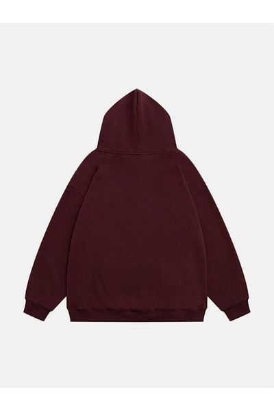 Mad&Calf Unisex Teddy Boy Printed Hooded Fleece Oversize Sweatshirt