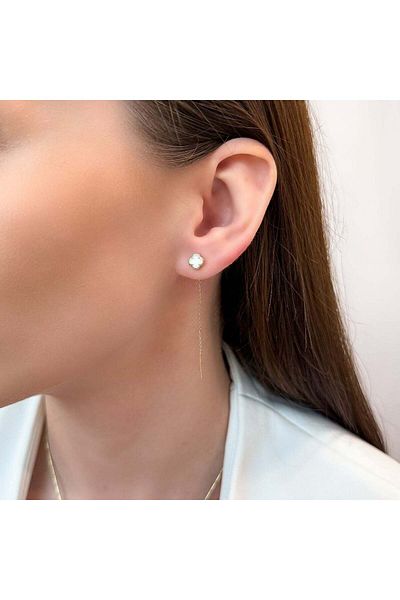 Bijuteria SORELLY Cercei Aur 14k Fir Floare Alba