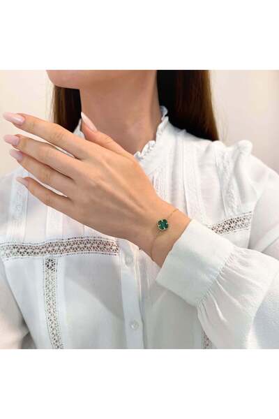Bijuteria SORELLY Bratara Aur 14k Floare cu Malachit