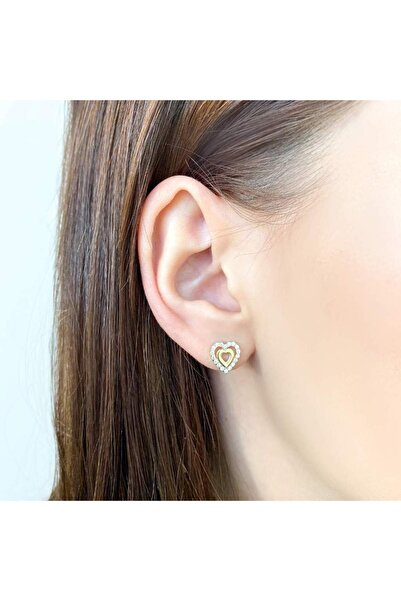 Bijuteria SORELLY Cercei Aur 9k Inima cu Zirconii