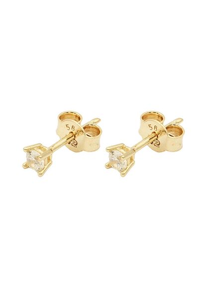 Bijuteria SORELLY Classic 14k Gold Earrings with White Stone White