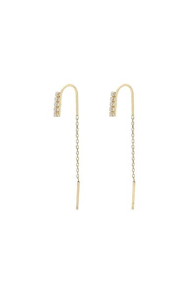 Bijuteria SORELLY 14k Gold Tennis Wire Earrings with White Stones