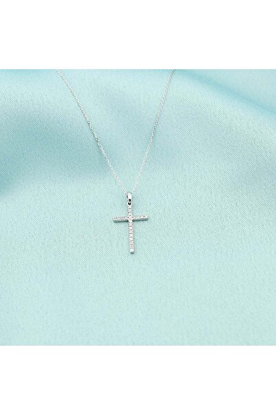 Bijuteria SORELLY Lant Aur 14k Alb Cruce cu Diamante 0.0693ct