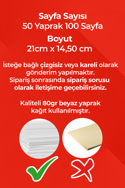 Anime Marketi Mustafa Kemal Atatürk Designed A5 Spiral School Notebook 50 Sheets 100 Pages - Lined