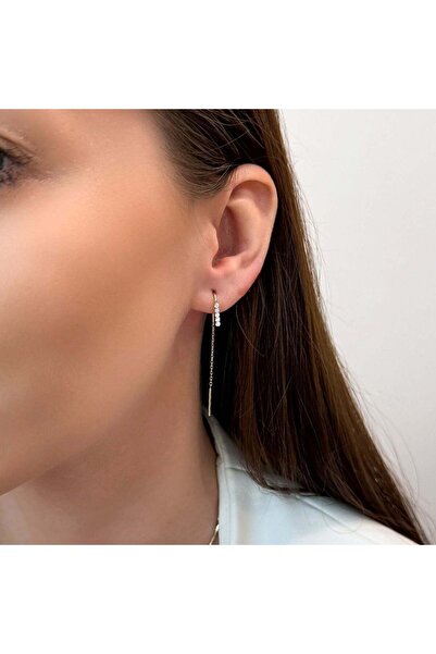 Bijuteria SORELLY Cercei Aur 14k Fir Tennis cu Pietre Albe