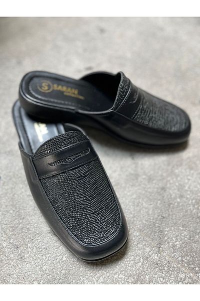 yörük tuhafiye Μαύρες ανδρικές παντόφλες Home Guest Dowry Bundle And Groom Slippers Ανδρικές παντόφλες