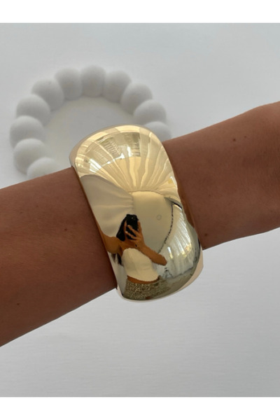 Ervalina Özel Seri Bombeli Klaın Halka Çelik Kelepçe Bileklik