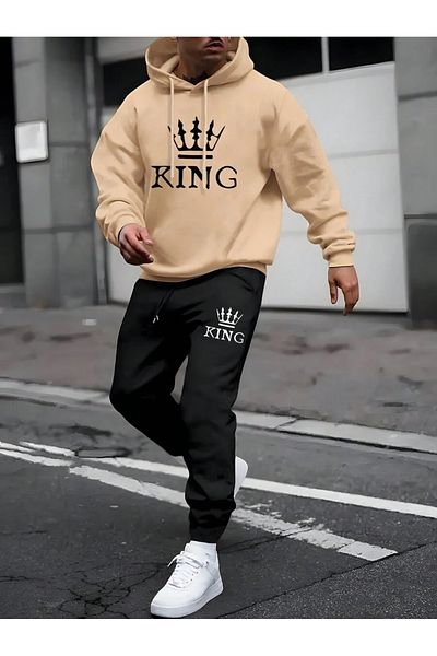 Hunors Sportswear & Company Men's King Printed Hooded Tracksuit Set