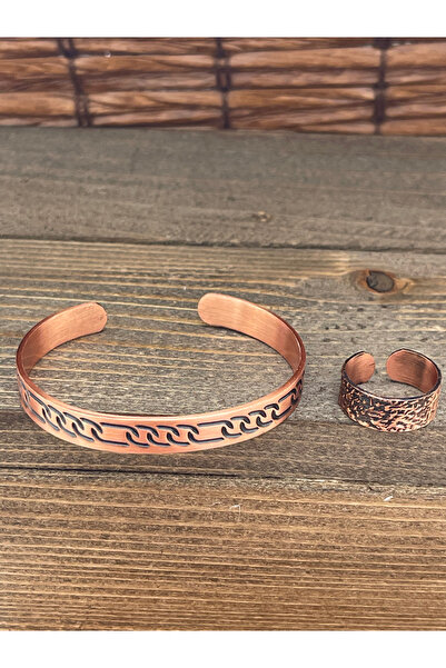 Rupen Kraft Adjustable Measure Pure Copper Bracelet Ring Set Copper Bracelet Copper Ring Set