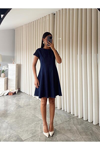 mydukkan.co Kloş Likralı Denim Elbise
