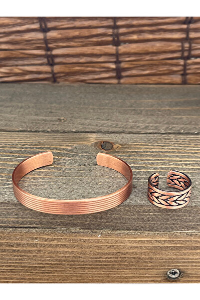 Rupen Kraft Adjustable Measure Pure Copper Bracelet Ring Set Copper Bracelet Copper Ring Set