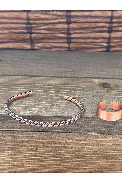 Rupen Kraft Adjustable Measure Pure Copper Bracelet Ring Set Copper Bracelet Copper Ring Set
