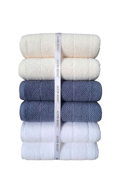 Özdilek Douce Towel 6 Pieces - Cream Indigo White