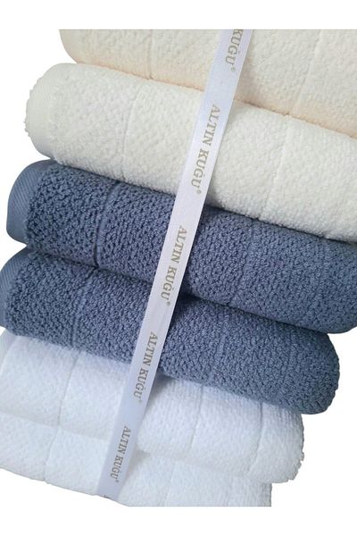 Özdilek Douce Towel 6 Pieces - Cream Indigo White