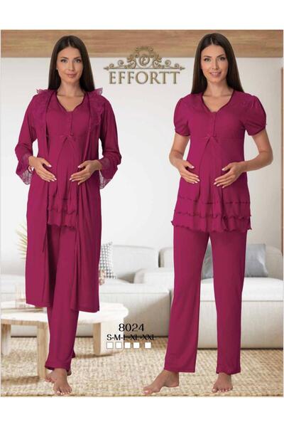 EM&FA TEKSTİL Pregnant Maternity Pajama Set with Robe