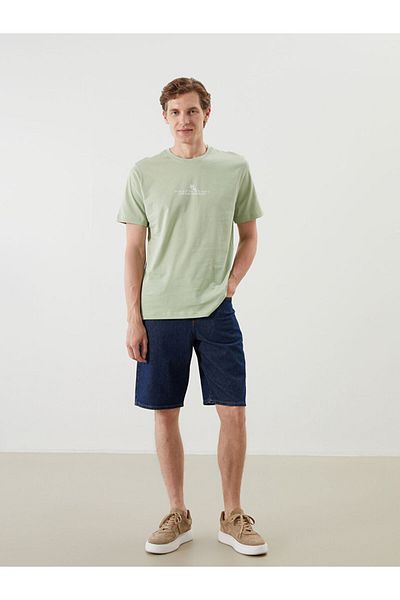 LC Waikiki Quality Parts from Celebi Store |   Green Crew Neck Printed Combed Cotton Men's T-Shirt