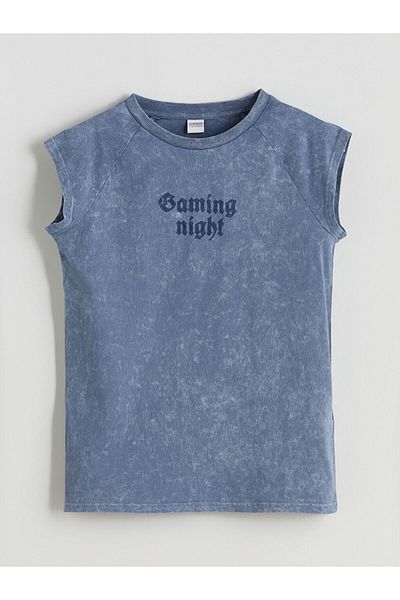 LC Waikiki Quality Parts from Celebi Store |   Blue Crew Neck Printed Boys' Singlet