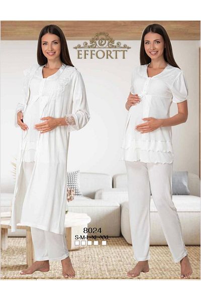 EM&FA TEKSTİL Pregnant Maternity Pajama Set with Robe