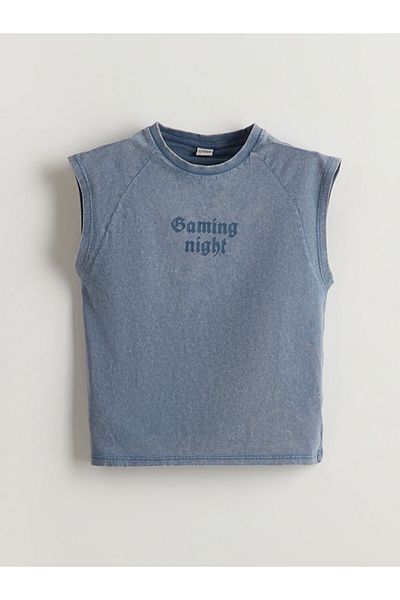 LC Waikiki Quality Parts from Celebi Store |   Blue Crew Neck Printed Boys' Singlet