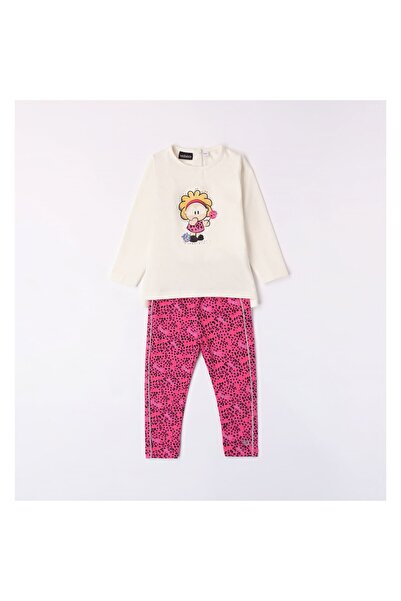 Sarabanda Compleu bluza si colant pentru fetite, Sarabanda, Alb/Fucsia, 110-116 cm