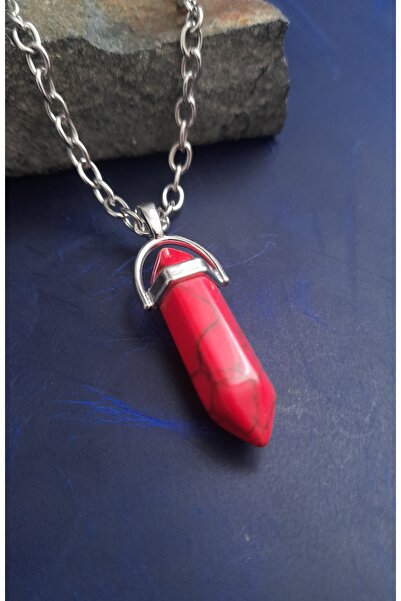 E&F Takı Red Havlit Natural Stone Premium Design Necklace