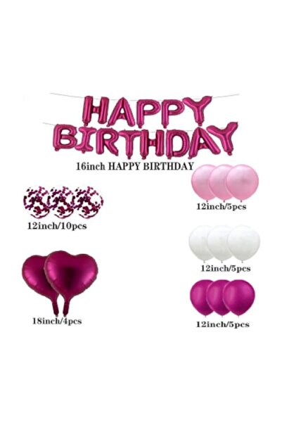OEM Balloon set, mylar foil, 13th birthday, burgundy red color