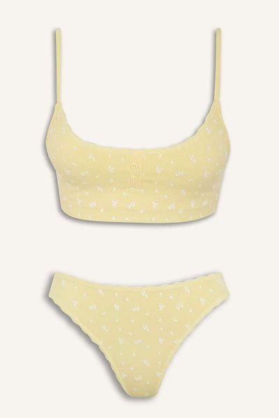 DeFacto New Season Women's 2-Piece Set Patterned Seamles Fabric Bralet Panties-Fall in Love