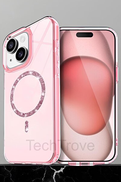 TechTrove iPhone 15 Kılıf Magsafe Özellikli Işıltılı Tasarımlı Ekstra Darbe K...