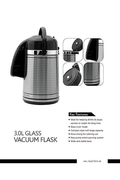 Al Nokhba 3L Airpot Flask, Insulated Hot & Cold Beverage Dispenser with Pump ,12-H Heat Retention,