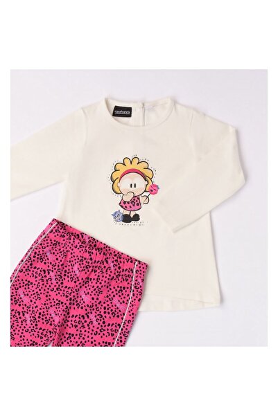 Sarabanda Compleu bluza si colant pentru fetite, Sarabanda, Alb/Fucsia, 110-116 cm