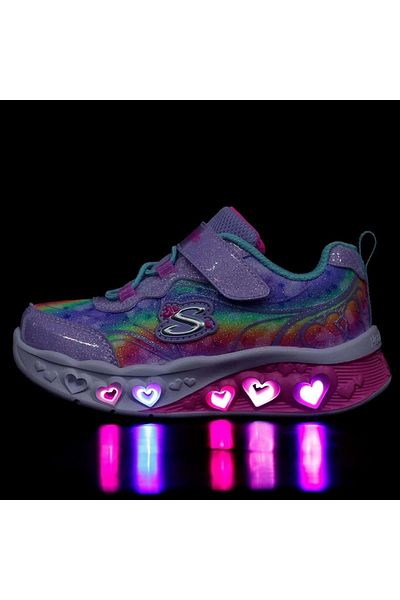SKECHERS Flutter Heart Lights - Groovy Swirl 303253N Lighted Orthopedic Kids Sneakers Lila