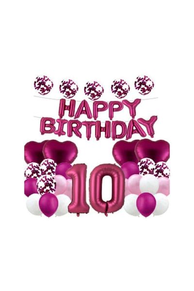 OEM Balloon set, mylar foil, 10th anniversary, burgundy red color