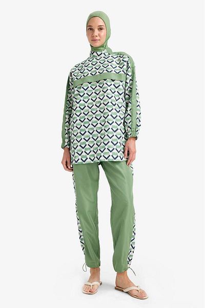 DeFacto New Season Regular Fit Water Repellent 3-Piece Patterned Burkini Hijab Swimsuit Set