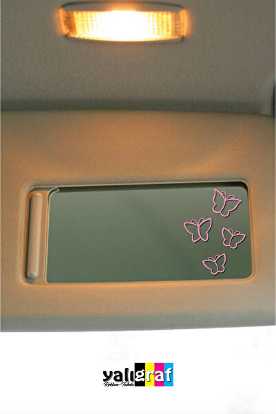 Yalıgraf Reklam Tabela ملصق سيارة على شكل فراشة مكون من 4 قطع لتزيين مرآة السيارة من الشمس