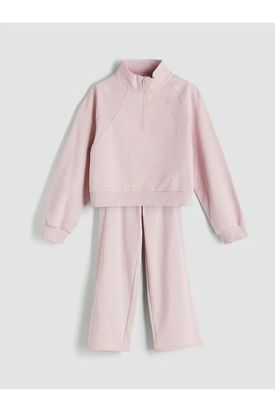 LC Waikiki Lcw Kids Pink Stand Collar Girl Tracksuit Suit