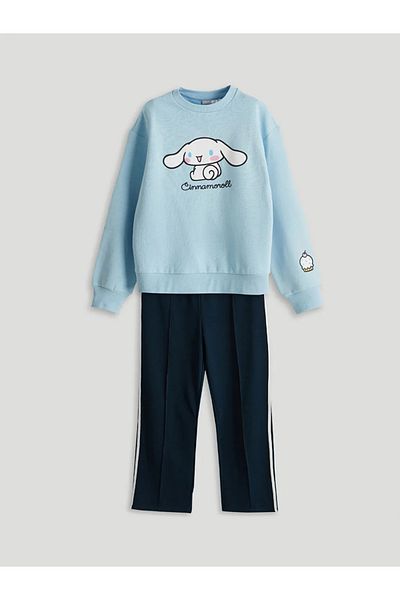LC Waikiki Lcw Kids Blue Crew Neck Cinnamoroll Printed Thick Girl's Tracksuit Suit