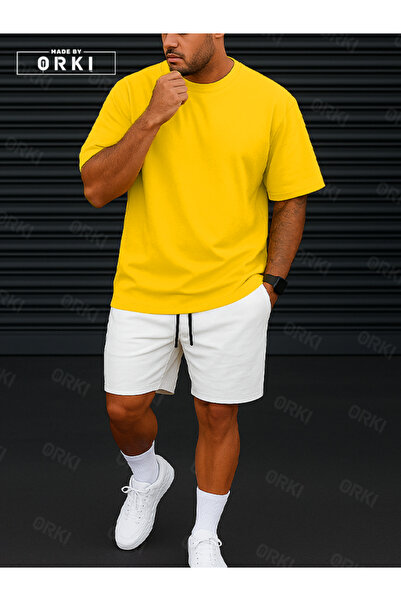 EFFRENATU Orki Power Fit – Oversize Yellow T-Shirt & White Shorts Set