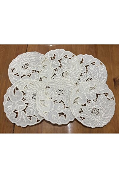 Empressco Şık Nakışlı Keten Sunum Peçetesi, 6'lı, Leke Tutmaz, Kokteyl ve Kah...