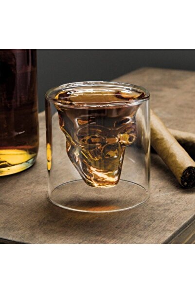 Saatistan Turuncu Kuru Kafa Şekilli 2'li Viski Bardağı Seti, Büyük Boy, Şık ve Eğlenceli Tasarım