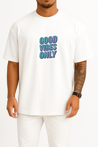 Bahriyeli Collection تي شيرت للجنسين بتصميم Good Vibes Only على الصدر