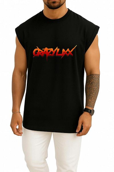 Bahriyeli Collection Oversize Logo Crazy Lixx Music Glam Metal Hard Chest Design Unisex Sports Singlet