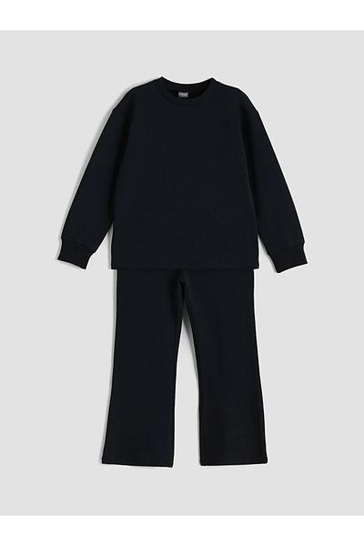LC Waikiki Lcw eco black bicycle collar girl's sweatshirt and leggings